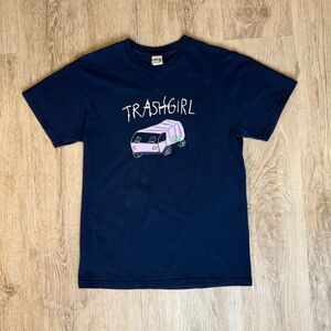 Gildan Trashgirl Graphic T-Shirt Garbage Truck Navy Blue Medium